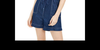 Dollhouse Women's Button Front Chambray Romper Blue- Size M