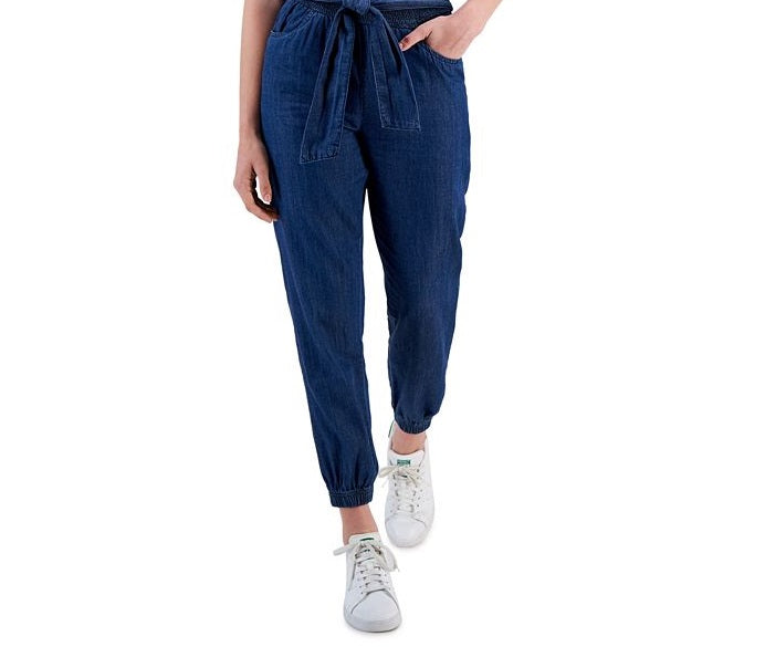 Dollhouse Junior's Denim Strapless Smocked Jumpsuit Blue Size Small