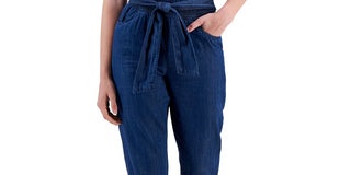 Dollhouse Junior's Denim Strapless Smocked Jumpsuit Blue Size X-Large