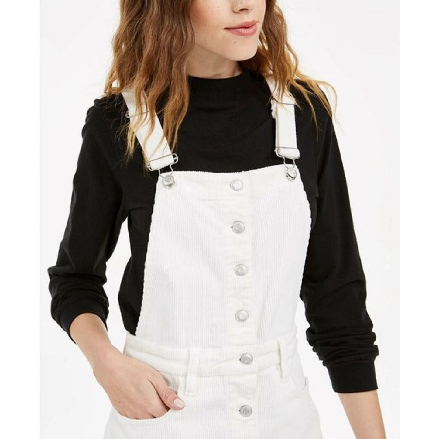 Oat Women's Corduroy Overall Jumper Dress White Size 14