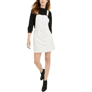 Oat Women's Corduroy Overall Jumper Dress White Size 14