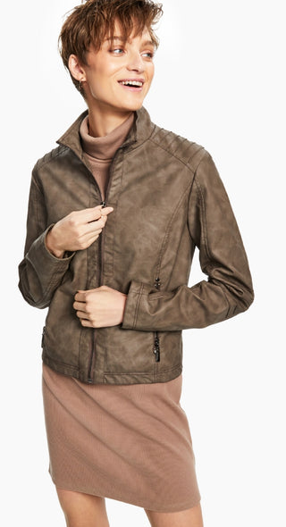 Jou Jou Junior's Faux Leather Jacket Brown Size Medium