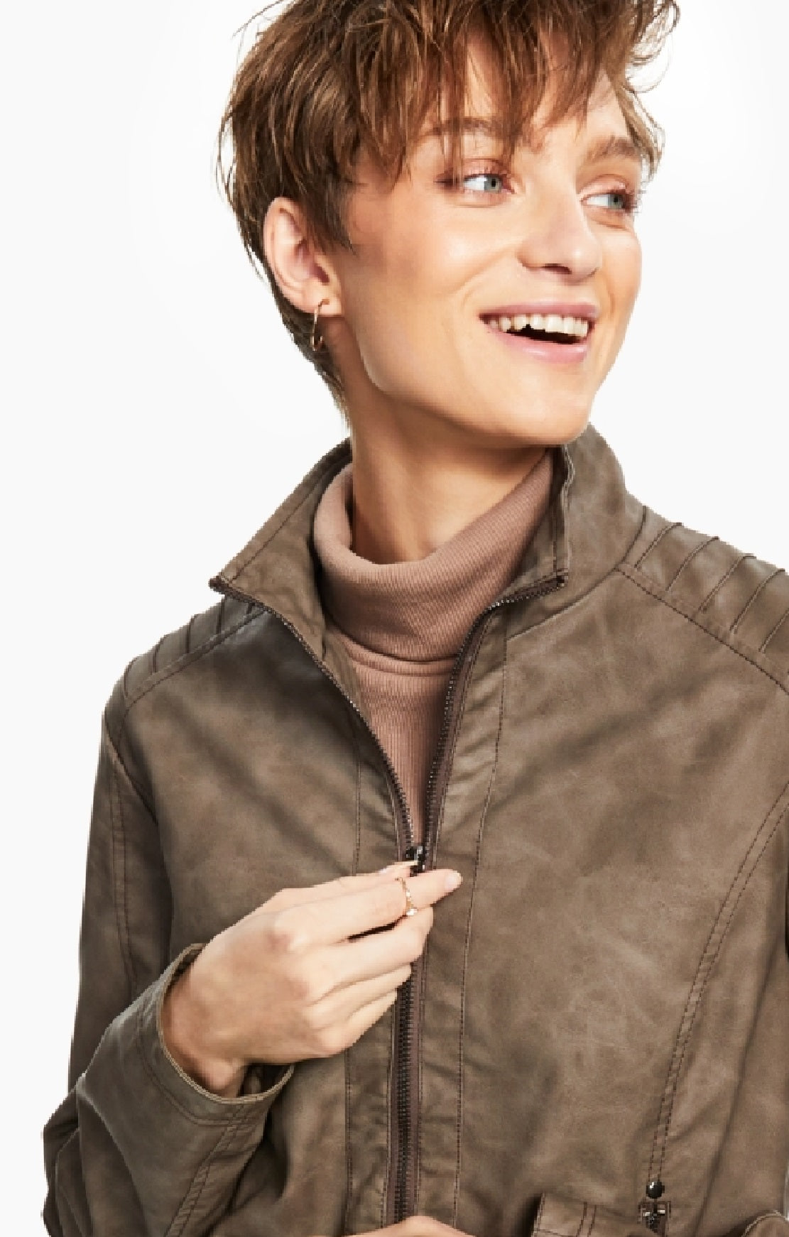 Jou Jou Junior's Faux Leather Jacket Brown Size Medium