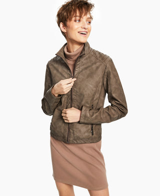 Jou Jou Junior's Faux Leather Jacket Brown Size Medium