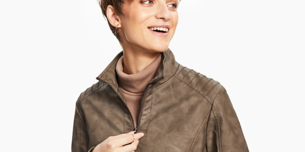 Jou Jou Junior's Faux Leather Jacket Brown Size Medium