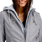 Jou Jou Junior's Hooded Faux Leather Moto Jacket Gray Size X-Large