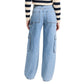 Blanknyc High Rise Wide Leg Cargo Jeans in All Heart Blue