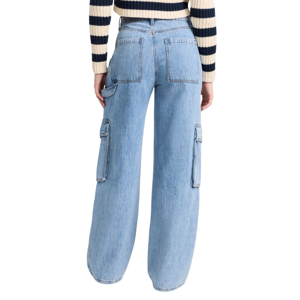 Blanknyc High Rise Wide Leg Cargo Jeans in All Heart Blue
