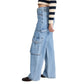 Blanknyc High Rise Wide Leg Cargo Jeans in All Heart Blue
