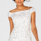Adrianna Papell Women's Off The Shoulder Beaded Sheath Dress White Size 2