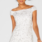 Adrianna Papell Women's Off The Shoulder Beaded Sheath Dress White Size 2