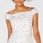 Adrianna Papell Women's Beaded Off The Shoulder Mesh Cocktail Dress White Size 4