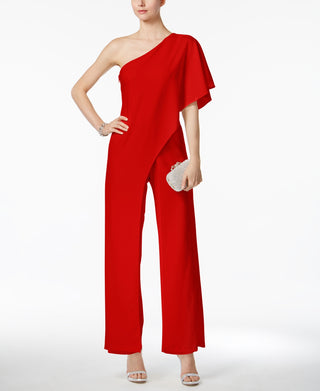 Adrianna Papell Women's One Shoulder Jumpsuit Red Size 10