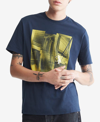 Calvin Klein Men's Brooklyn Bridge Graphic T-Shirt Blue Size Large