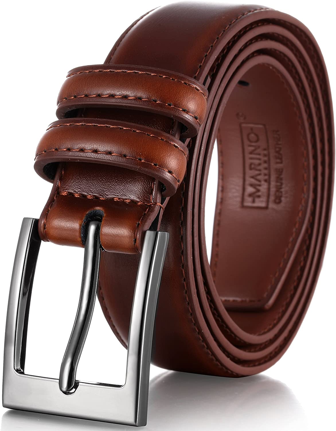 Mia Marino Men's Genuine Leather with Single Prong Buckle Dress Belt Brown Size 32