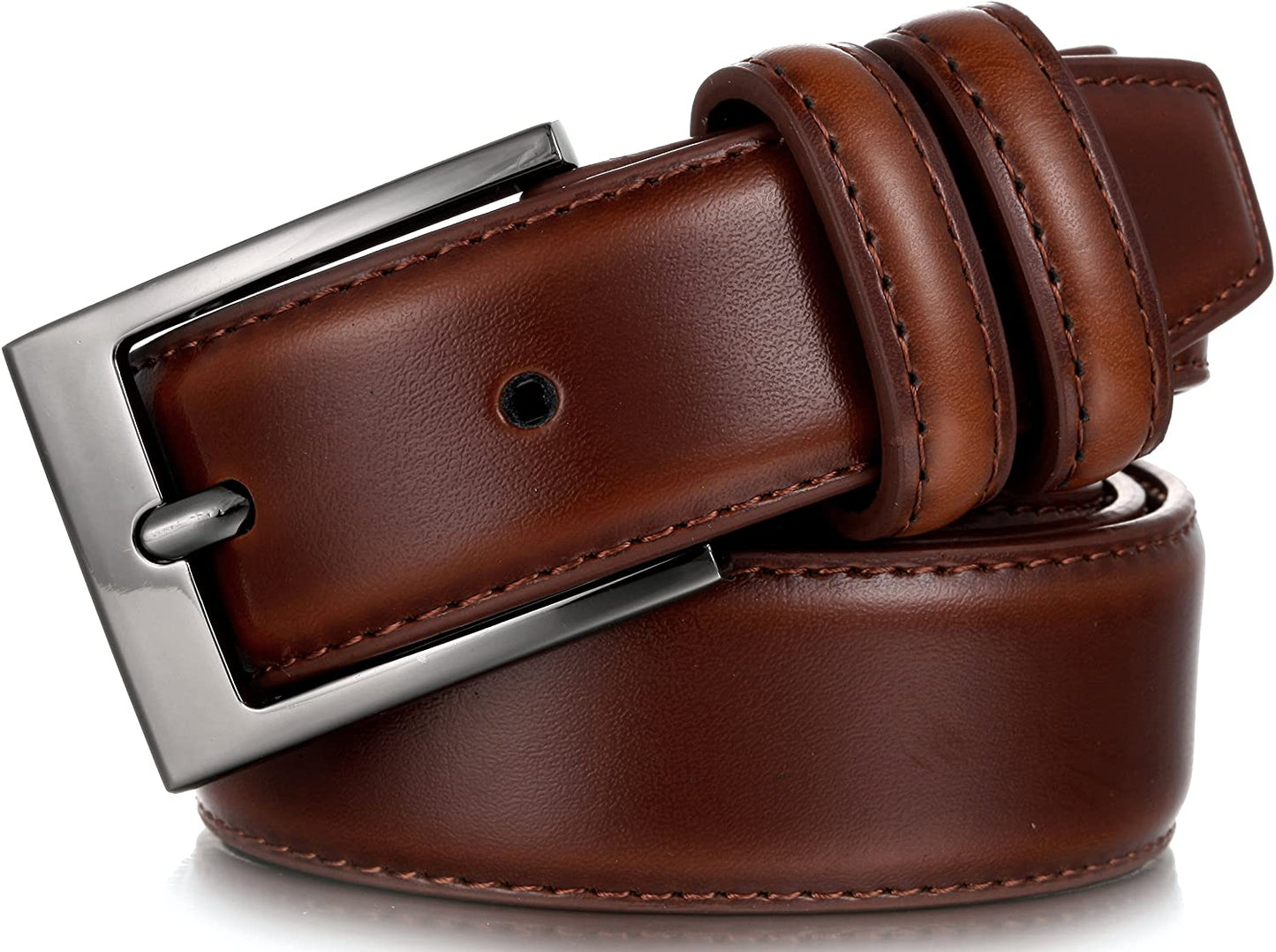 Mia Marino Men's Genuine Leather with Single Prong Buckle Dress Belt Brown Size 32