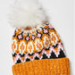 Free People - Chalet Fairisle Knit Winter Hat Beanie With Pom Pom