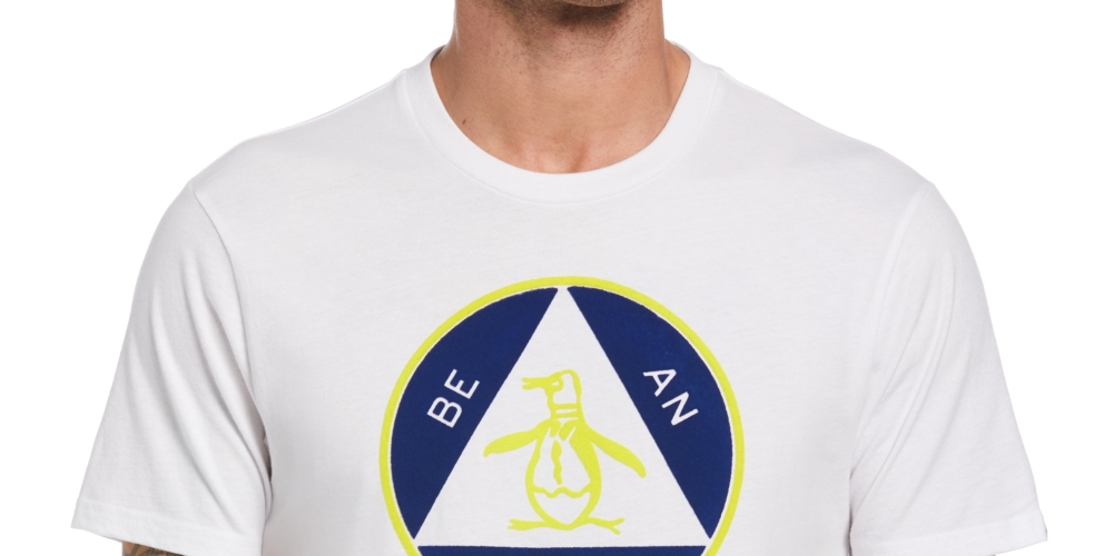 Original Penguin Men's Flocked Triangle Pete T-Shirt White Size Medium