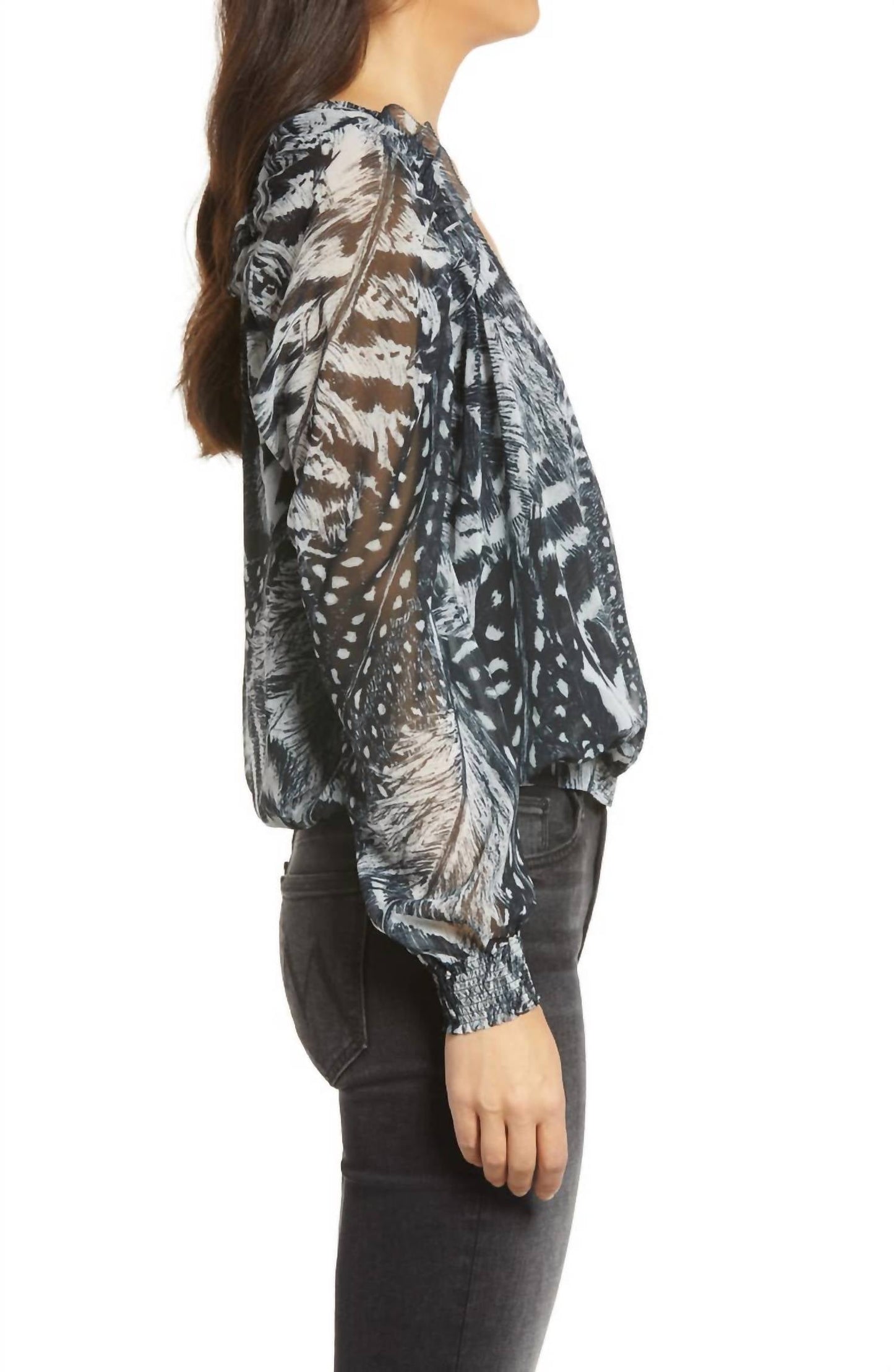 Allsaints - Feather Long Sleeve Fara Stretto V-Neck Wrap Blouse