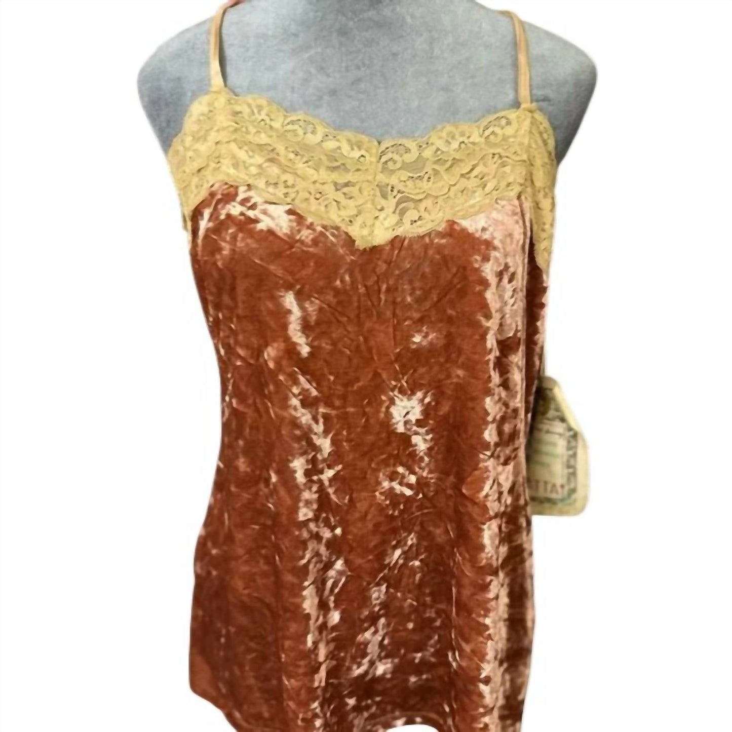 Aratta - Women's Velvet Lace Trim Cami Top