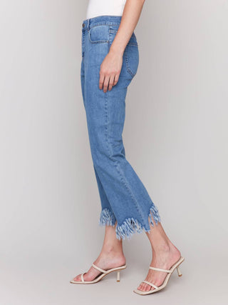Charlie B - Fringed Hem Cropped Jeans