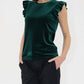 Another Love - North Ruffle Trimmed Sleeve Velvet Tank Top