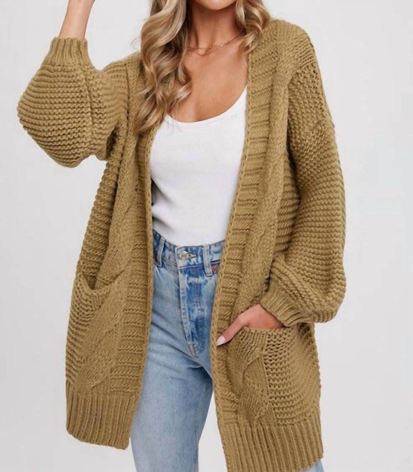 Bluivy - Chunky Cable Knit Cardigan