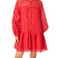 2.7 August Apparel - CHECK ORGANZA BUTTONED LONG SLEEVE MINI DRESS