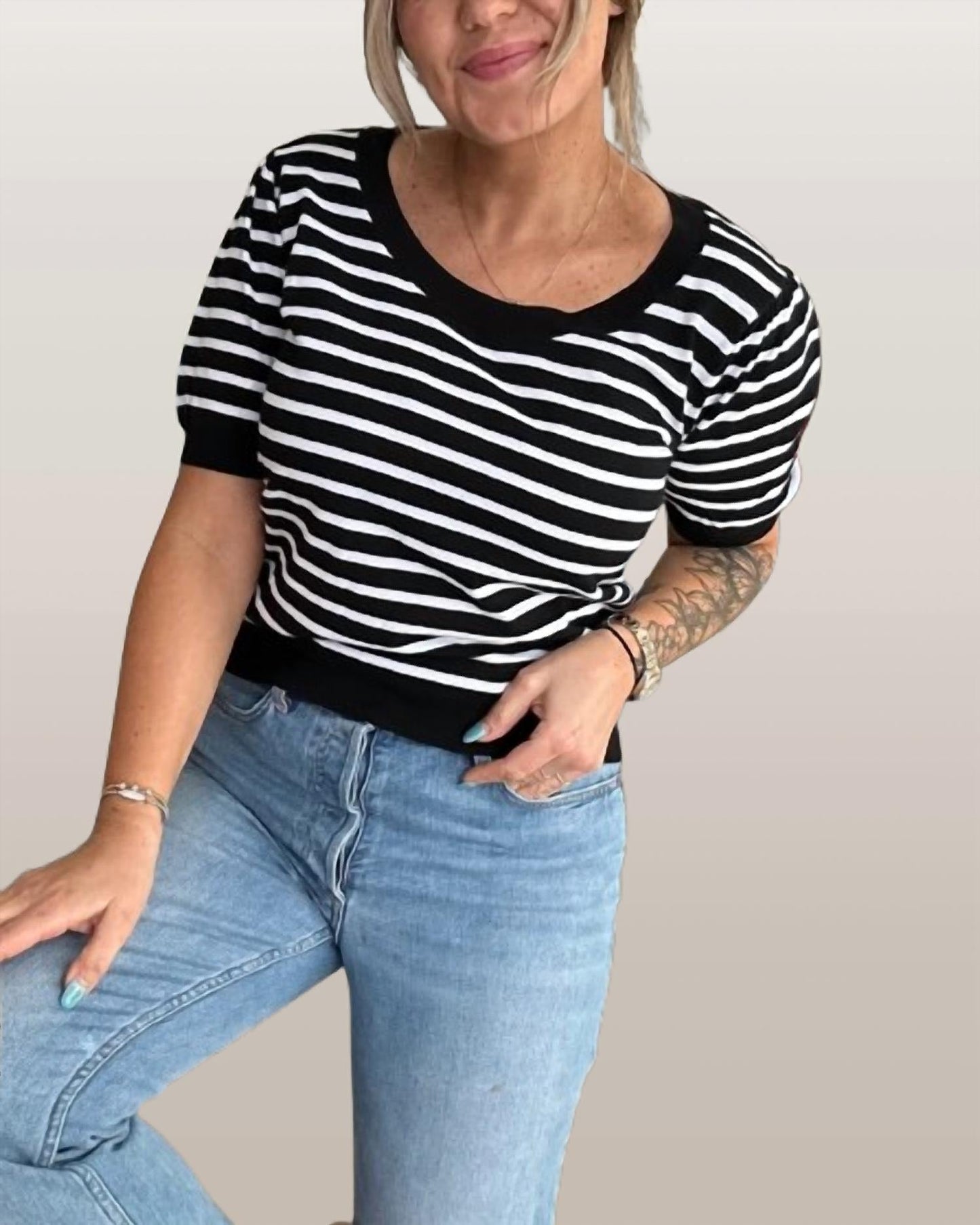 Anniewear - Quinn Striped Puff Top