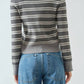 Aaron & Amber - Timeless Striped Rib Knit Polo Sweater