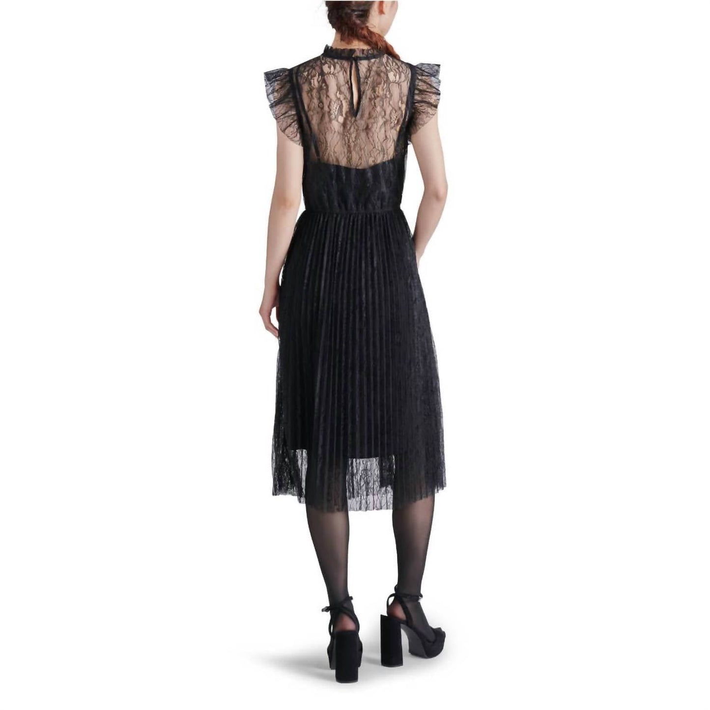Steve Madden - Izzo Pleated Ruffle Lace Midi Dress