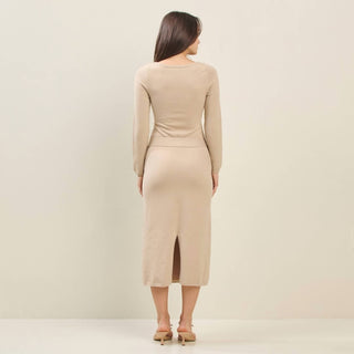 Able - Low Waist Belted Sweater Midi Dress