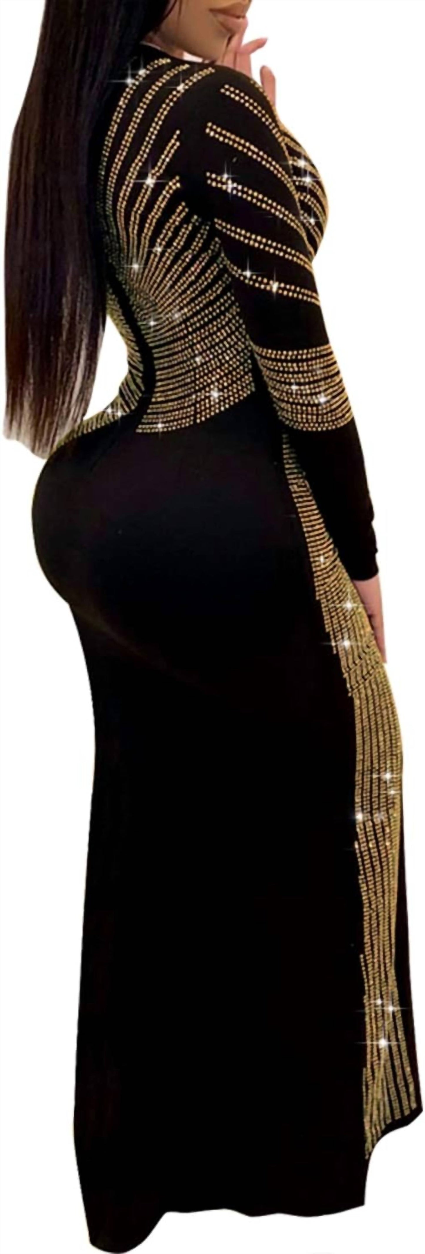 Gaje - Lita Heat Stone High Slit Formal Evening Dress