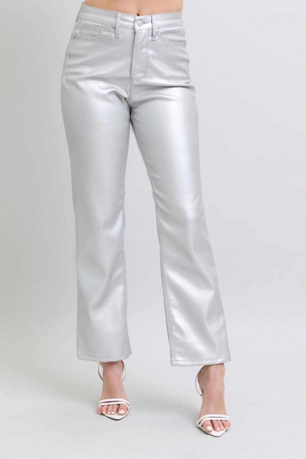 Judy Blue - High Waisted Tummy Control Faux Leather Straight Leg Pants