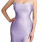 Fiesta Fashion - Satin Open Back High Slit Leg Evening Gown Maxi Dress