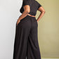 The Curve La - Plus Size Wrap Around Short Sleeve Top And Pants Set