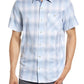 TravisMathew Champions Choice Plaid Short Sleeve Button-Up Shirt in White/Blue  Size Small