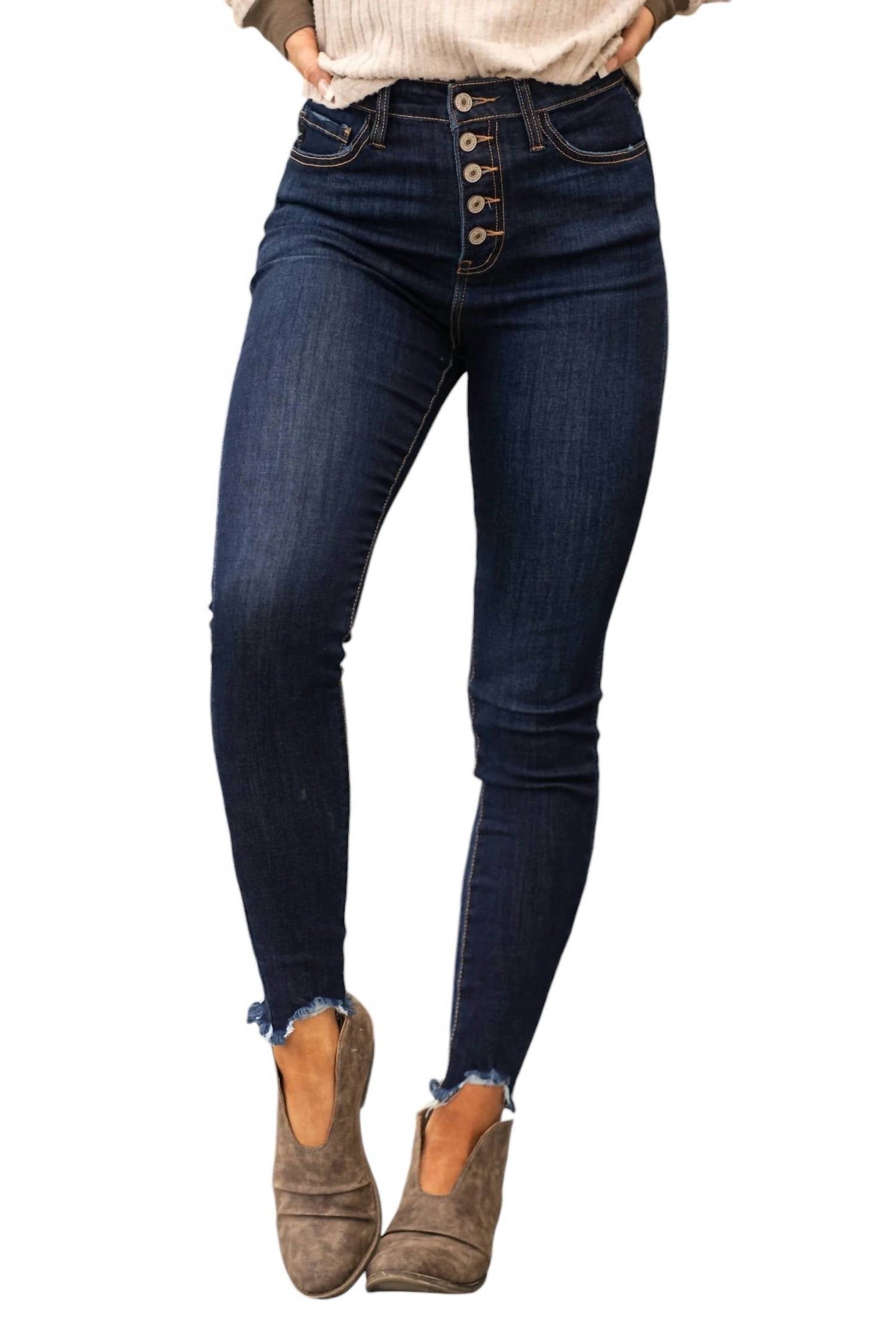 Kancan - MINDY HI RISE BUTTON SKINNY JEAN