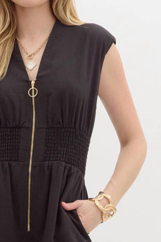 Entro - Sleeveless Zip Front Jumpsuit