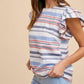 Anniewear - Stripe Ruffle Sleeve Top