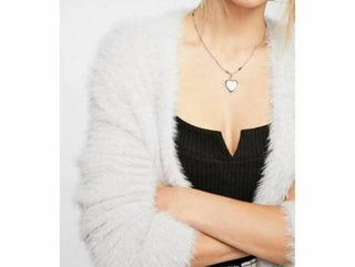 Free People - Fuzzy Eyelash Cozy Open Front Silver Cloud Cardigan