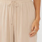 Lovestitch - Ruffled Waist Washed Linen Cotton Wide-leg Pants