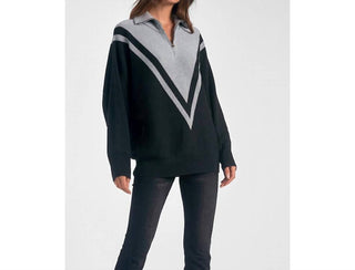 Elan - Two-tone Half Zip Sweater