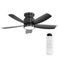Flush Mount Ceiling Fan With 18W LED Light And Remote Control