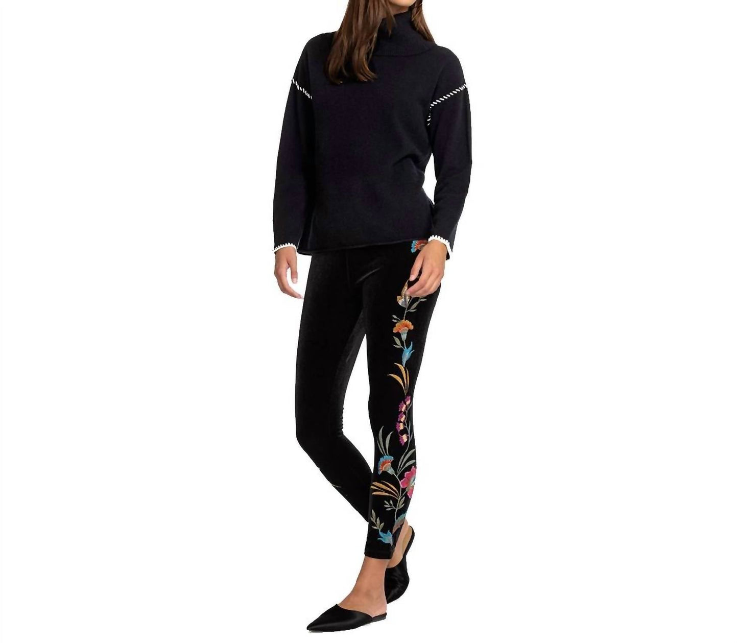 Johnny Was - Sidonia Velvet Floral Embroidery Pant