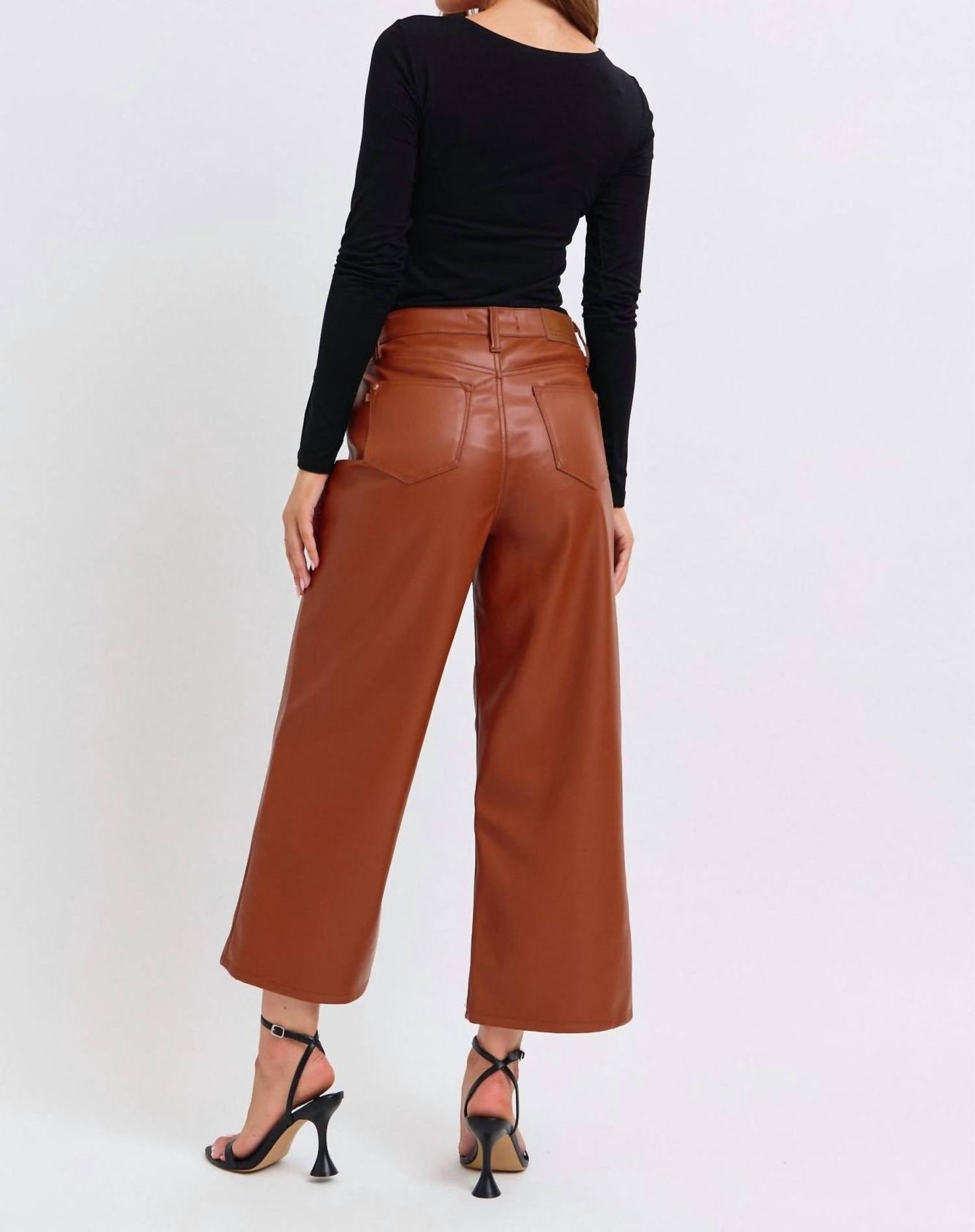 Judy Blue - Faux Leather Crop Wide Pants