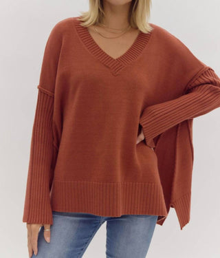 Entro - An Oversized V-Neck Top