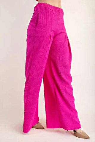 Trendsi - Celeste Textured Wide-Leg Pants with Pockets