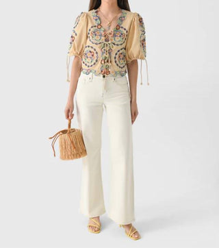 Sea - Melinda Embroidered Short Sleeve Top