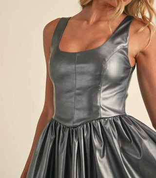 Klesis - Bustier Top Gathered Flare Skirt Mini Dress